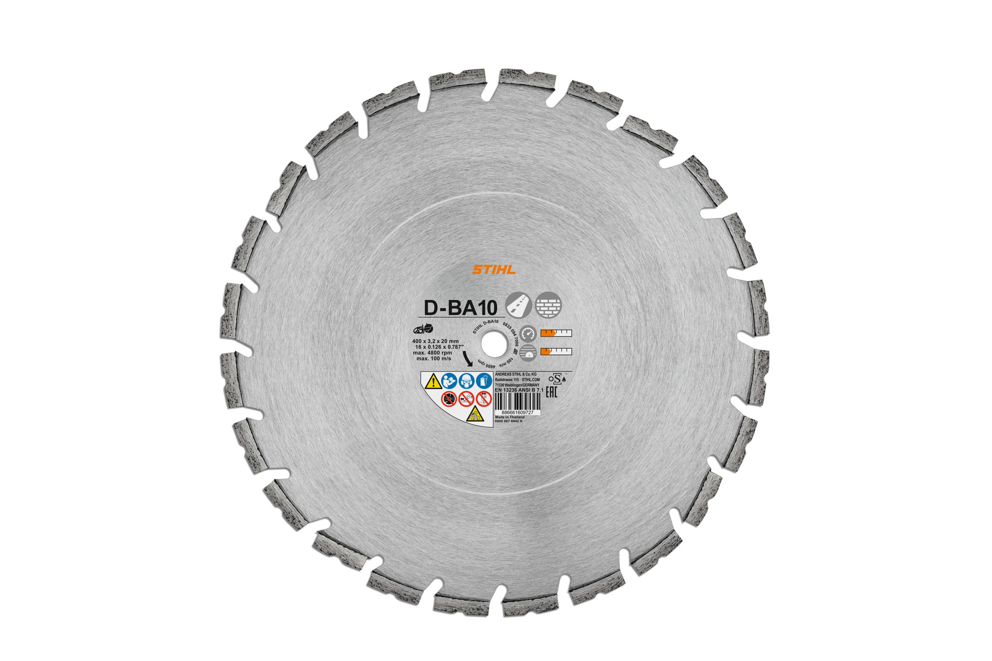 Diamantskivesag, betong/asfalt, D-BA10, Ø 300 mm/12"