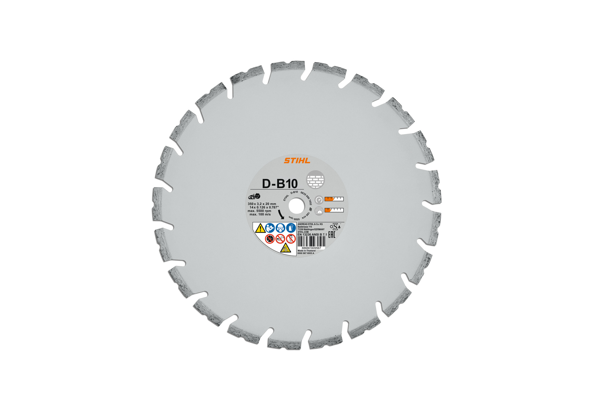 Diamantskivesag, betong, D-B10, Ø 230 mm/9"
